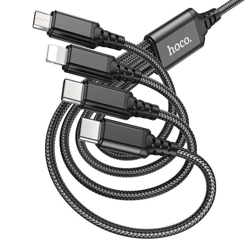 Hoco X76 4-in-1 Super charging cable(Type-C+Type-C+iP+Micro) - Saif Al Najmi Kw
